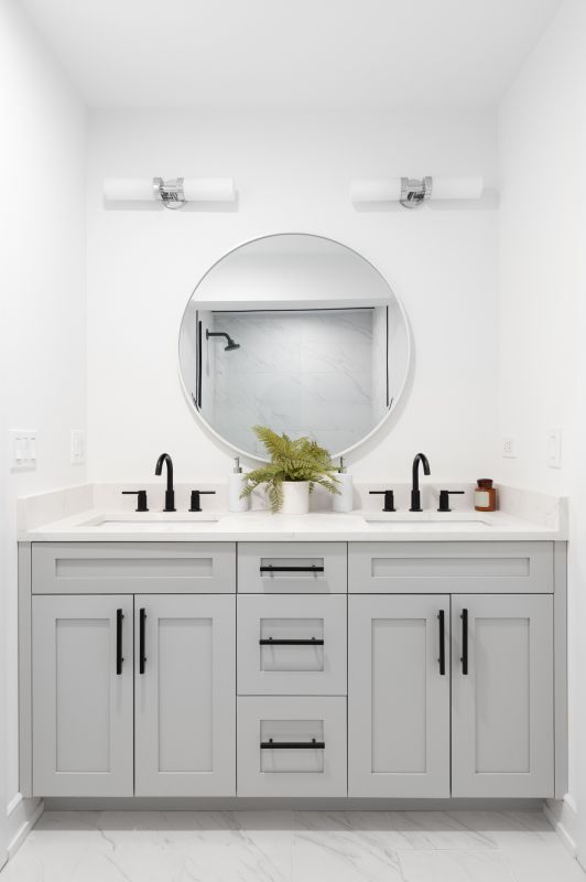 Double Vanity with Elegant Hardware